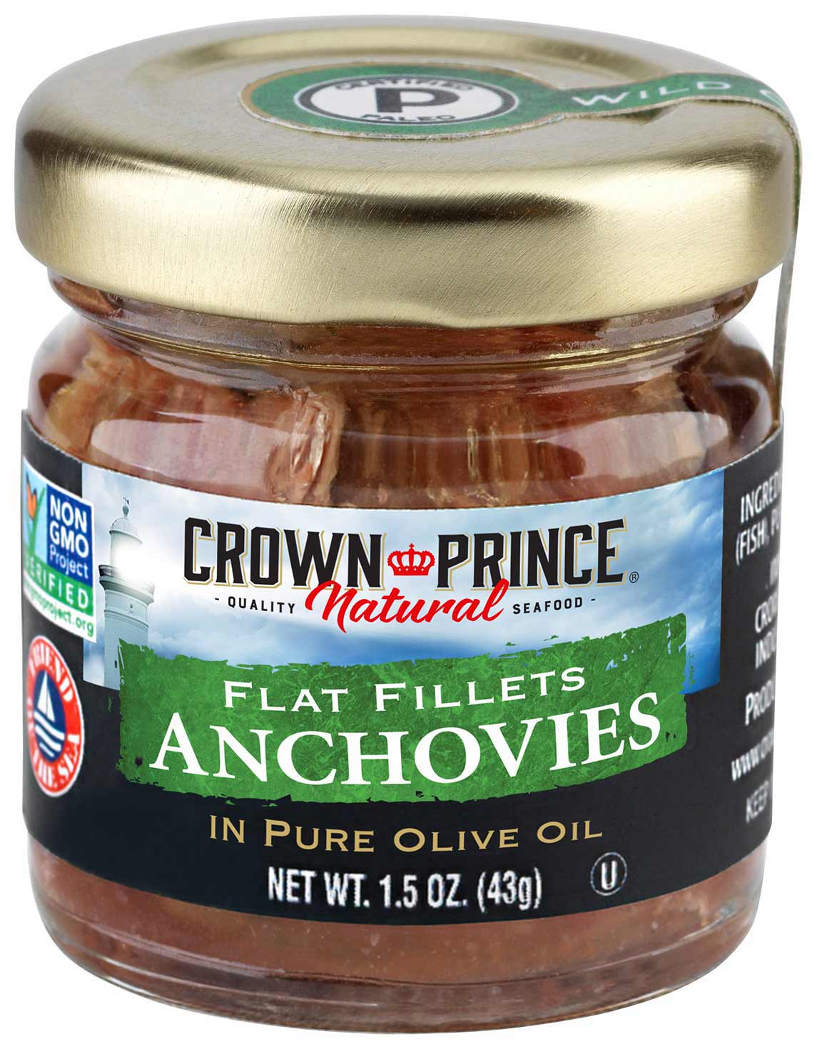 Crown Prince Natural Flat Fillets of Anchovies in Pure Olive Oil