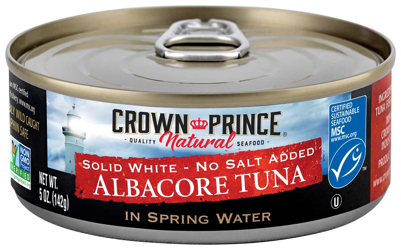 Crown Prince Natural Solid White Albacore Tuna in Spring Water - No Salt Added