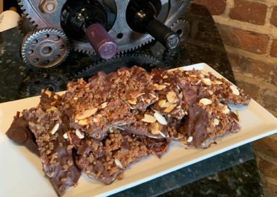 Chocolate Almond Bark topped with Bacon and Anchovy Salt